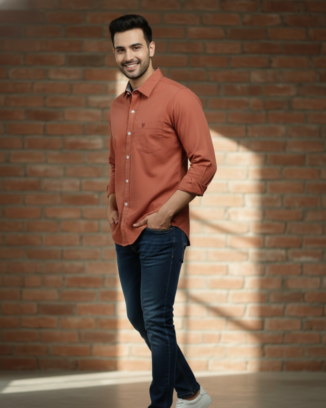 Men’s Heavyweight Rust Cotton Casual Shirt Premium 210 GSM Fabric