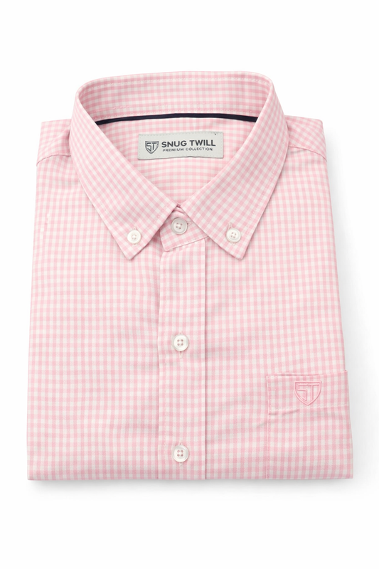 Men’s Heavyweight Pink Cotton Casual Shirt Premium 210 GSM Fabric