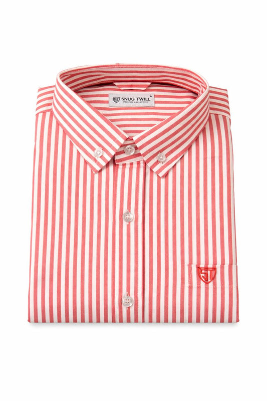Men’s Heavyweight Peach Striped Casual Shirt Premium 210 GSM Cotton Fabric