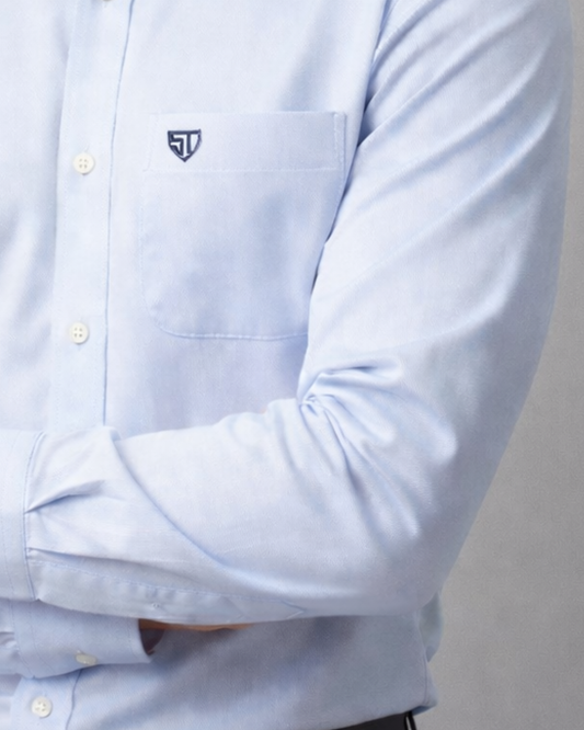 Men’s Heavyweight Light Blue Cotton Casual Shirt Premium 210 GSM Fabric