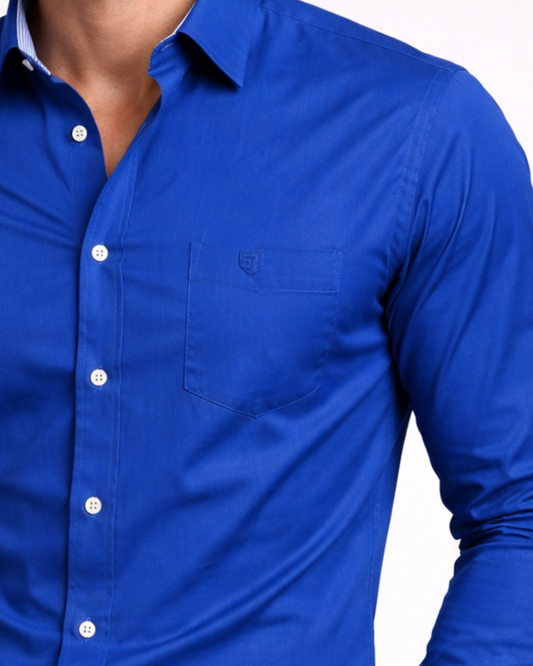Men’s Heavyweight Peacock Blue Casual Shirt Premium 210 GSM Cotton Fabric