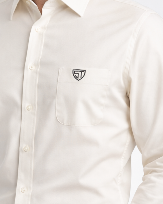 Men’s Heavyweight White Cotton Casual Shirt Premium 210 GSM Fabric