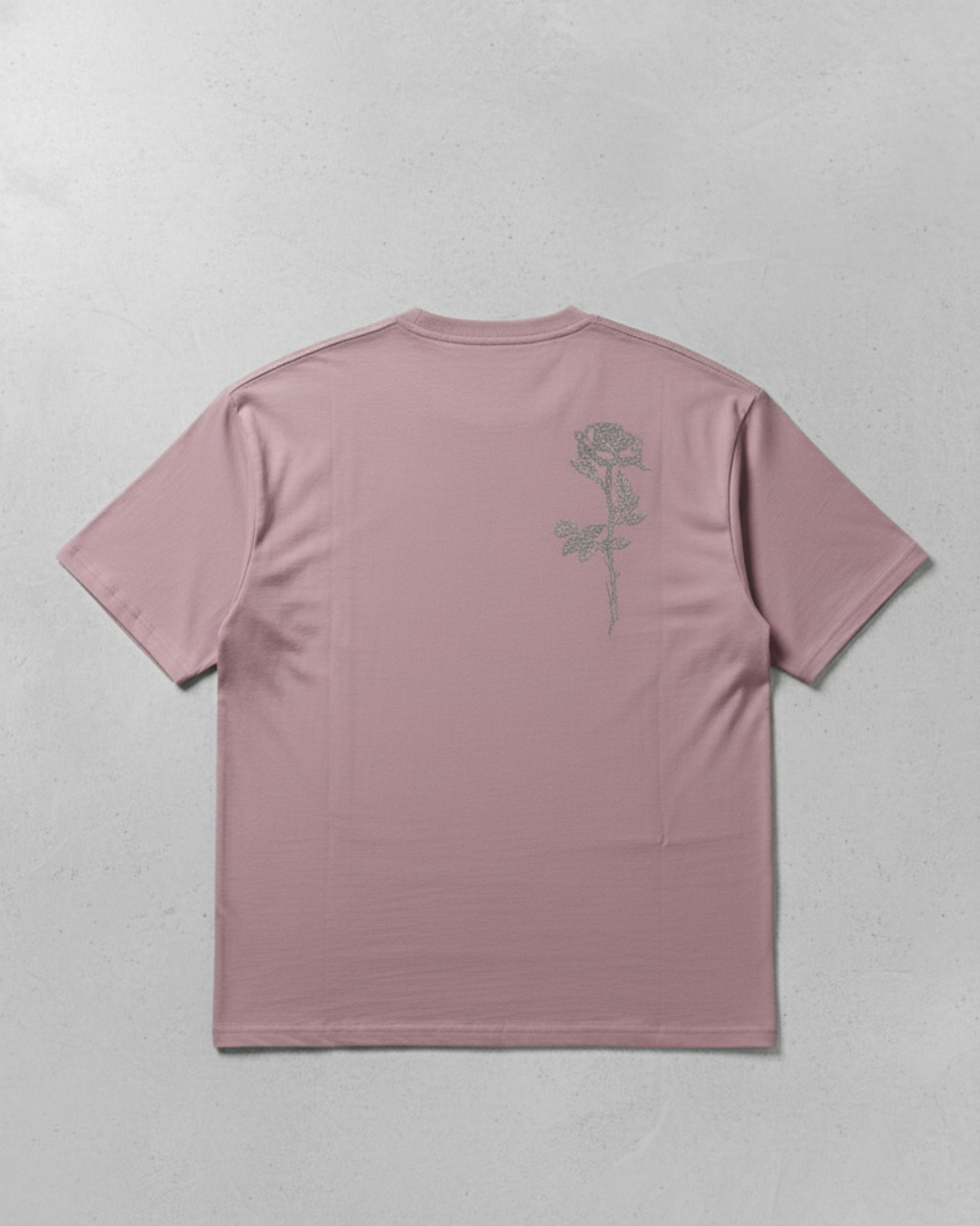 Premium Mauve Oversized T-Shirt for Heavyweight 210 GSM Cotton Back Floral Embroidery