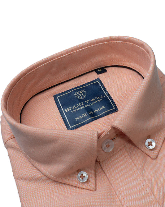 Men's Premium 210 GSM Cotton Peach Orange Formal Shirt | Heavyweight & Breathable Fabric