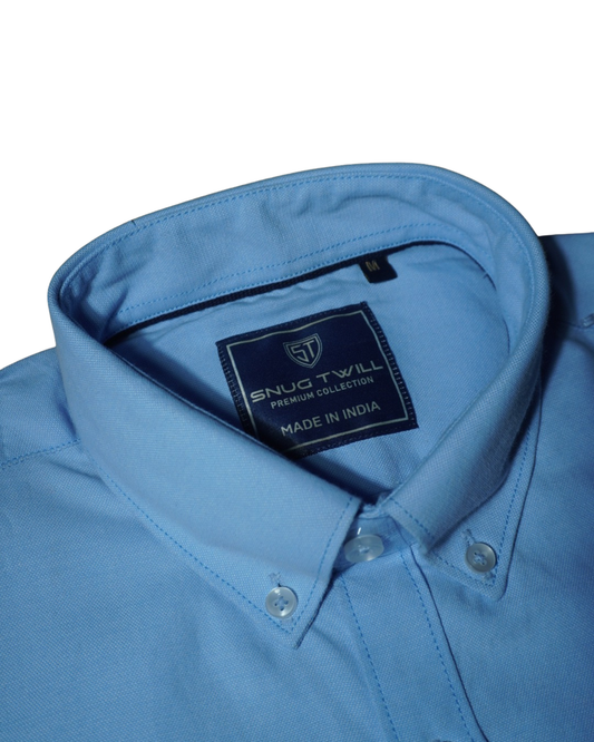 Men's Premium 210 GSM Cotton Sky Blue Formal Shirt | Heavyweight & Breathable Fabric