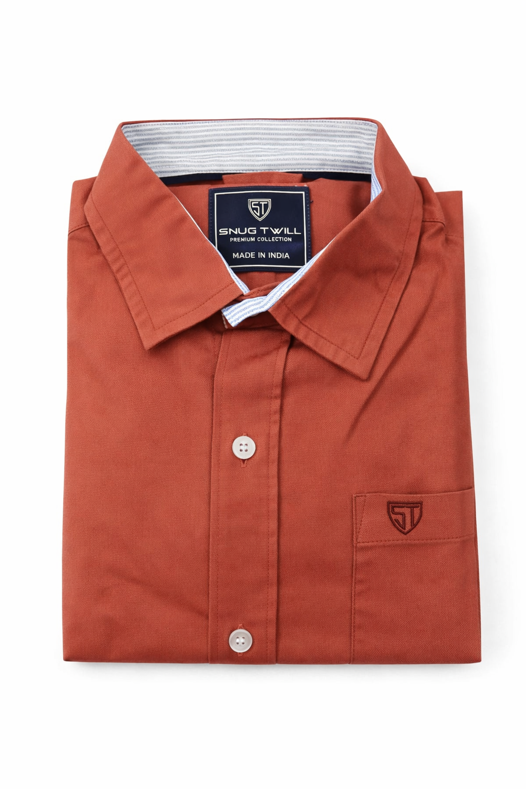 Men’s Heavyweight Rust Cotton Casual Shirt Premium 210 GSM Fabric