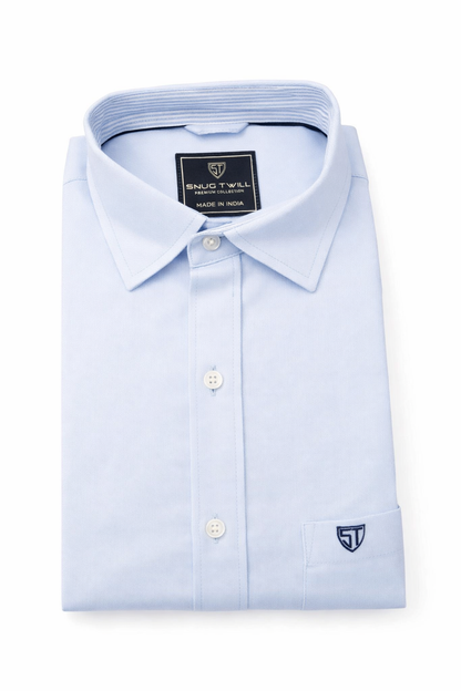 Men’s Heavyweight Light Blue Cotton Casual Shirt Premium 210 GSM Fabric