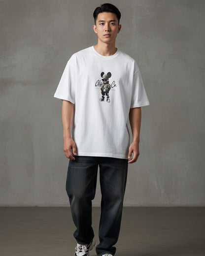 Premium Heavyweight Cotton White Oversized T-Shirt 210 GSM Urban Mouse Streetwear Graphic Tee