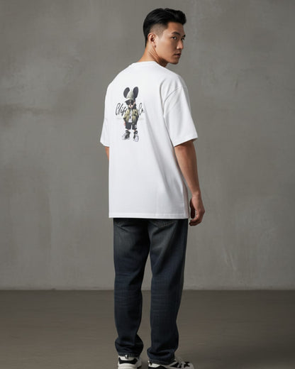 Premium Heavyweight Cotton White Oversized T-Shirt 210 GSM Urban Mouse Streetwear Graphic Tee