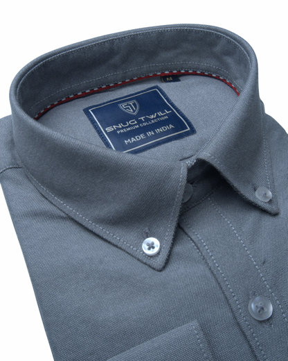 Men's Premium 210 GSM Cotton Shadow Grey Formal Shirt | Heavyweight & Breathable Fabric
