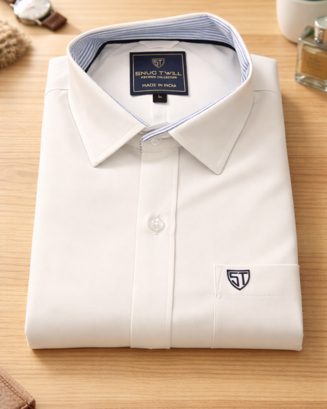 Men’s Heavyweight White Cotton Casual Shirt Premium 210 GSM Fabric