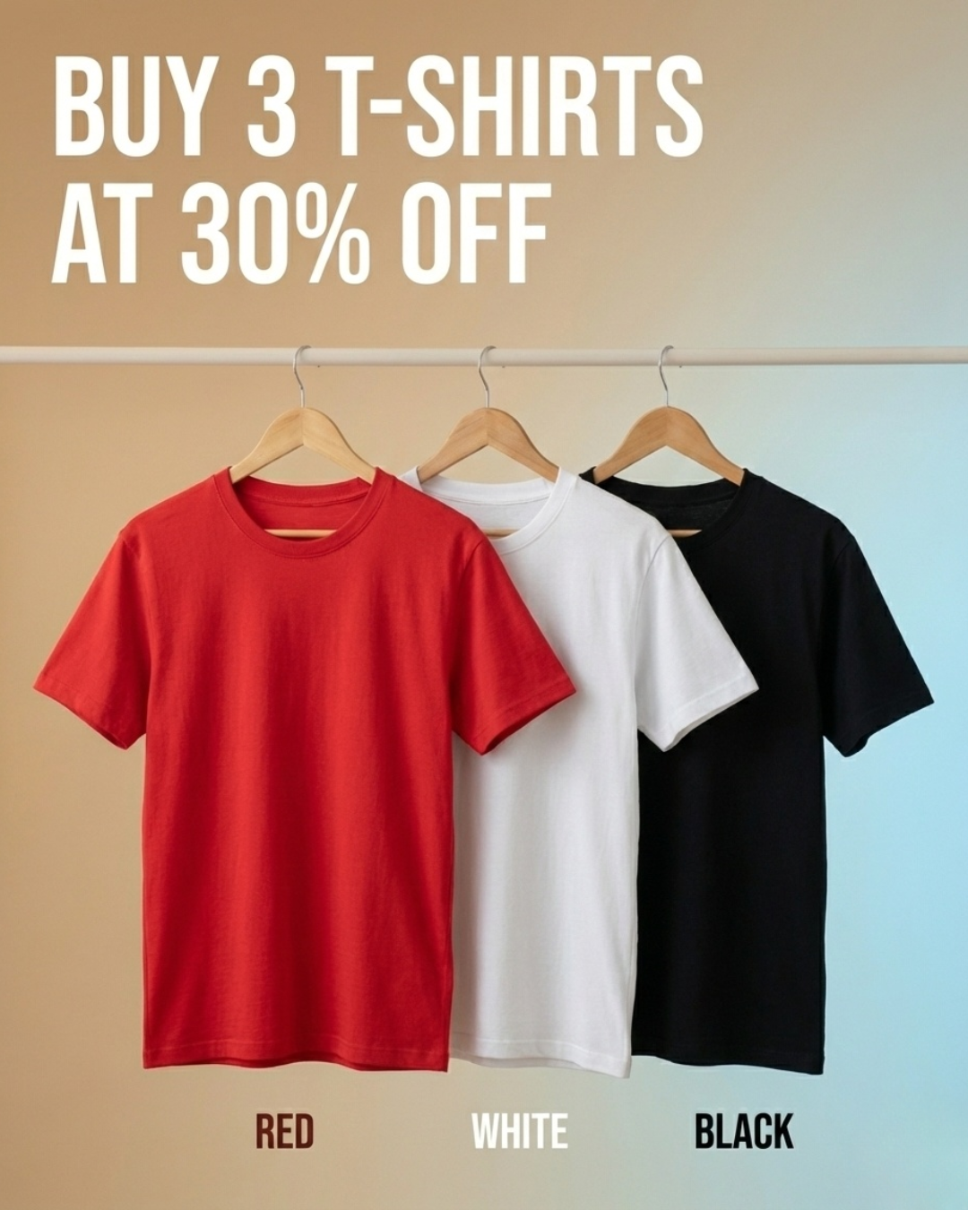 Super saver combo pack of 3 | Plain round neck T-shirt