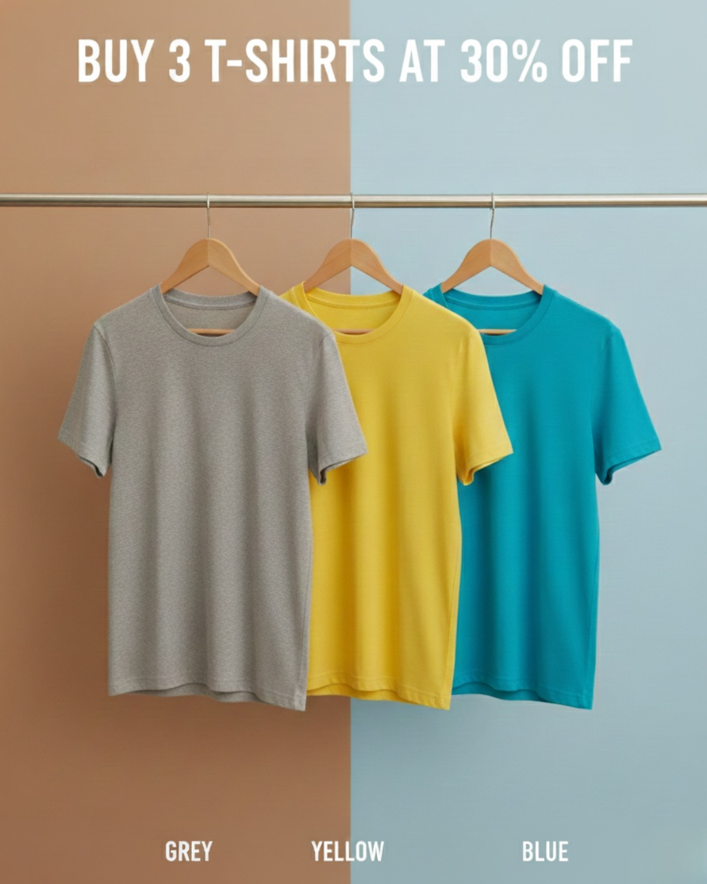 Super saver combo pack of 3 | Plain round neck T-shirt