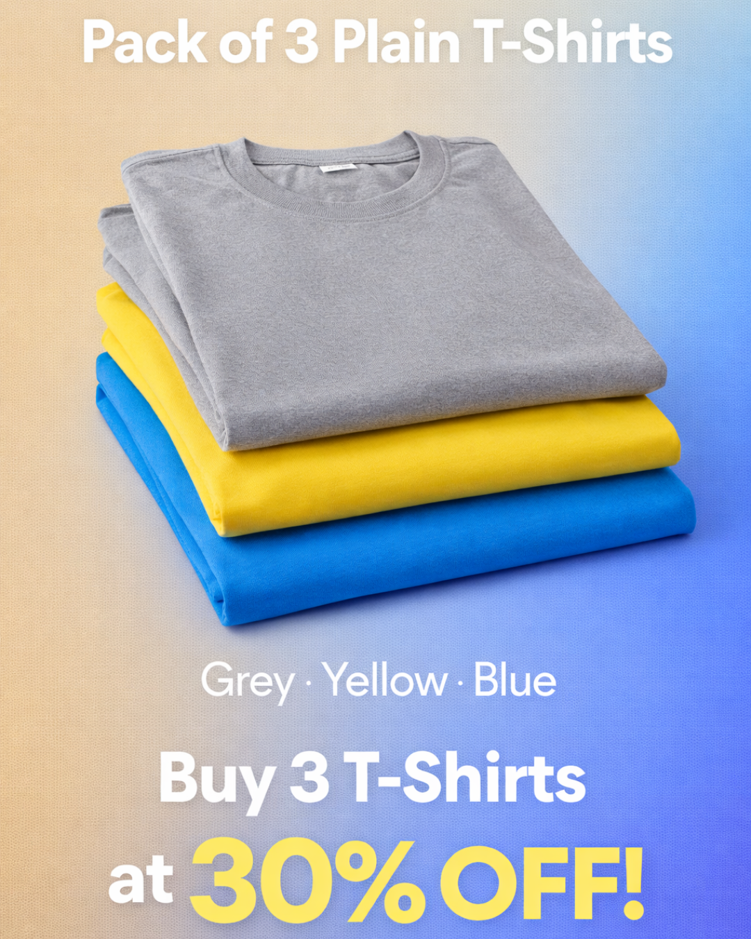 Super saver combo pack of 3 | Plain round neck T-shirt