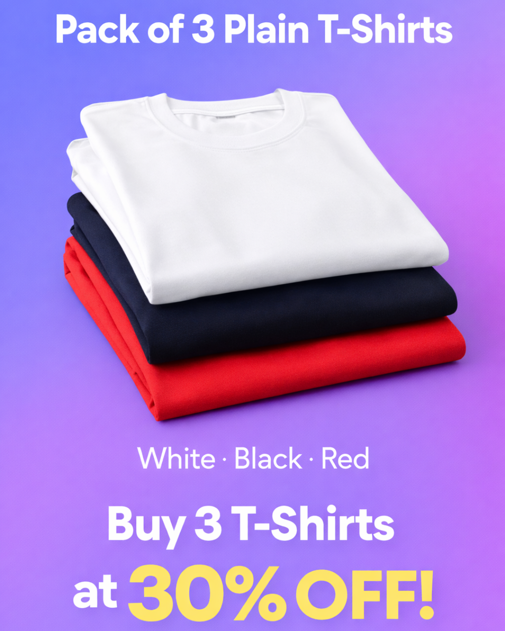 Super saver combo pack of 3 | Plain round neck T-shirt