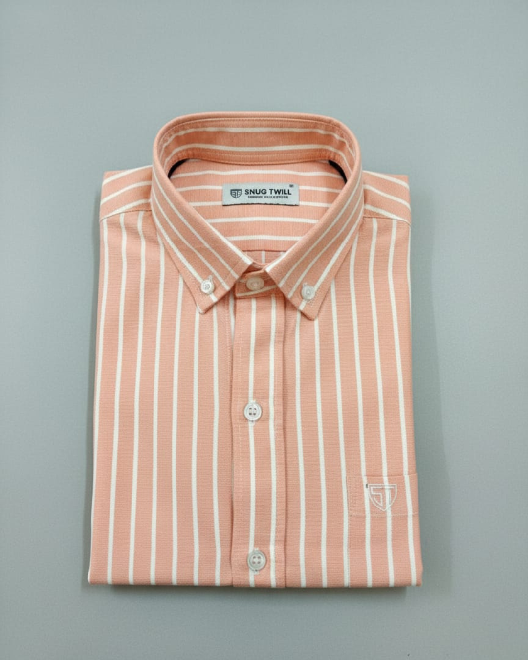 Men’s Heavyweight Orange Striped Casual Shirt Premium 210 GSM Cotton Fabric