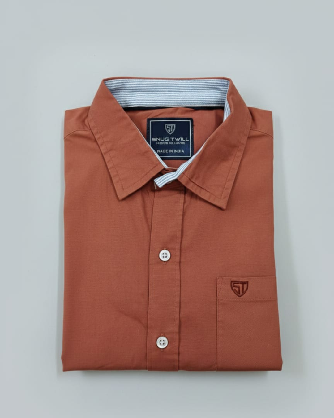 Men’s Heavyweight Rust Cotton Casual Shirt Premium 210 GSM Fabric