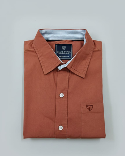 Men’s Heavyweight Rust Cotton Casual Shirt Premium 210 GSM Fabric