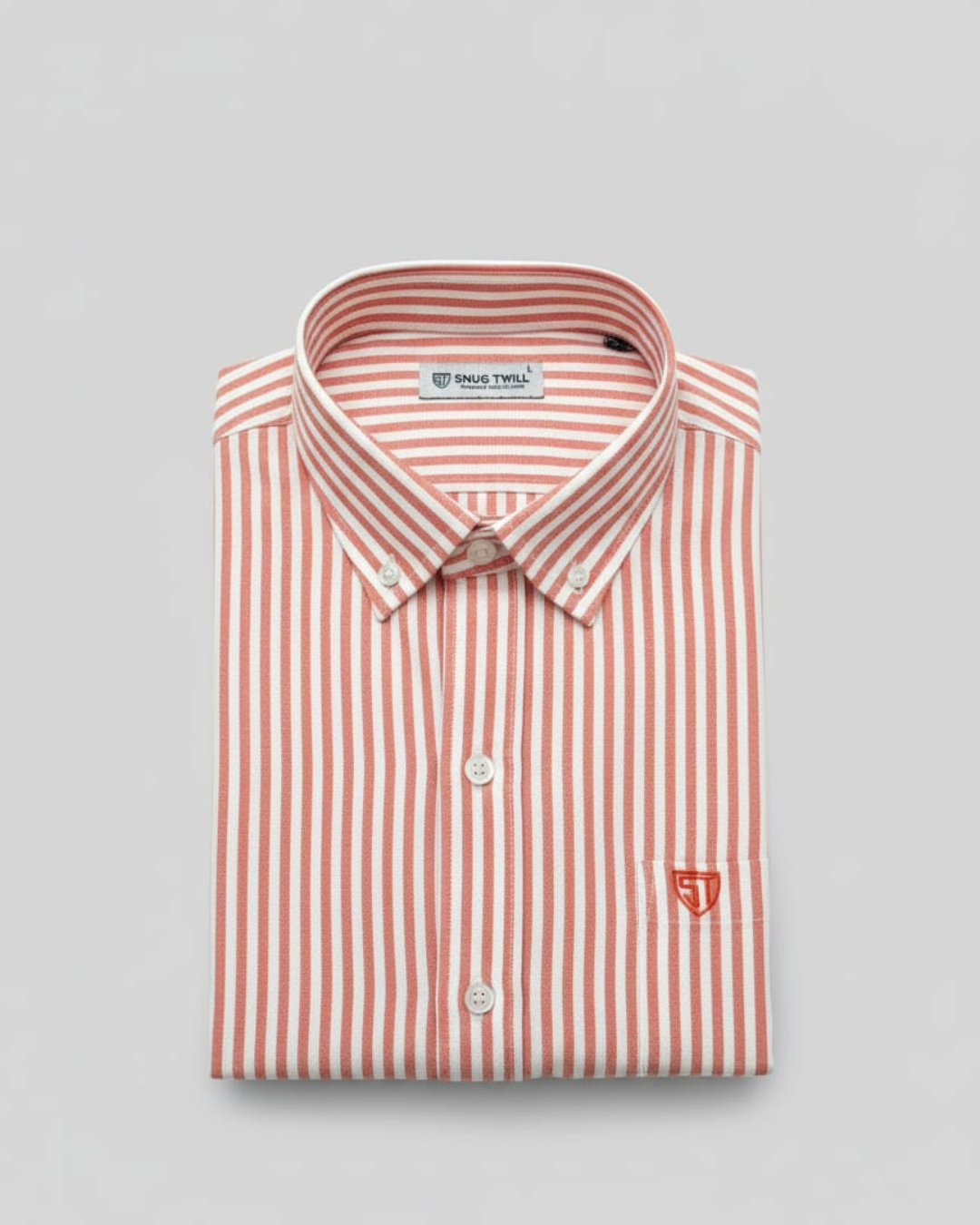 Men’s Heavyweight Peach Striped Casual Shirt Premium 210 GSM Cotton Fabric