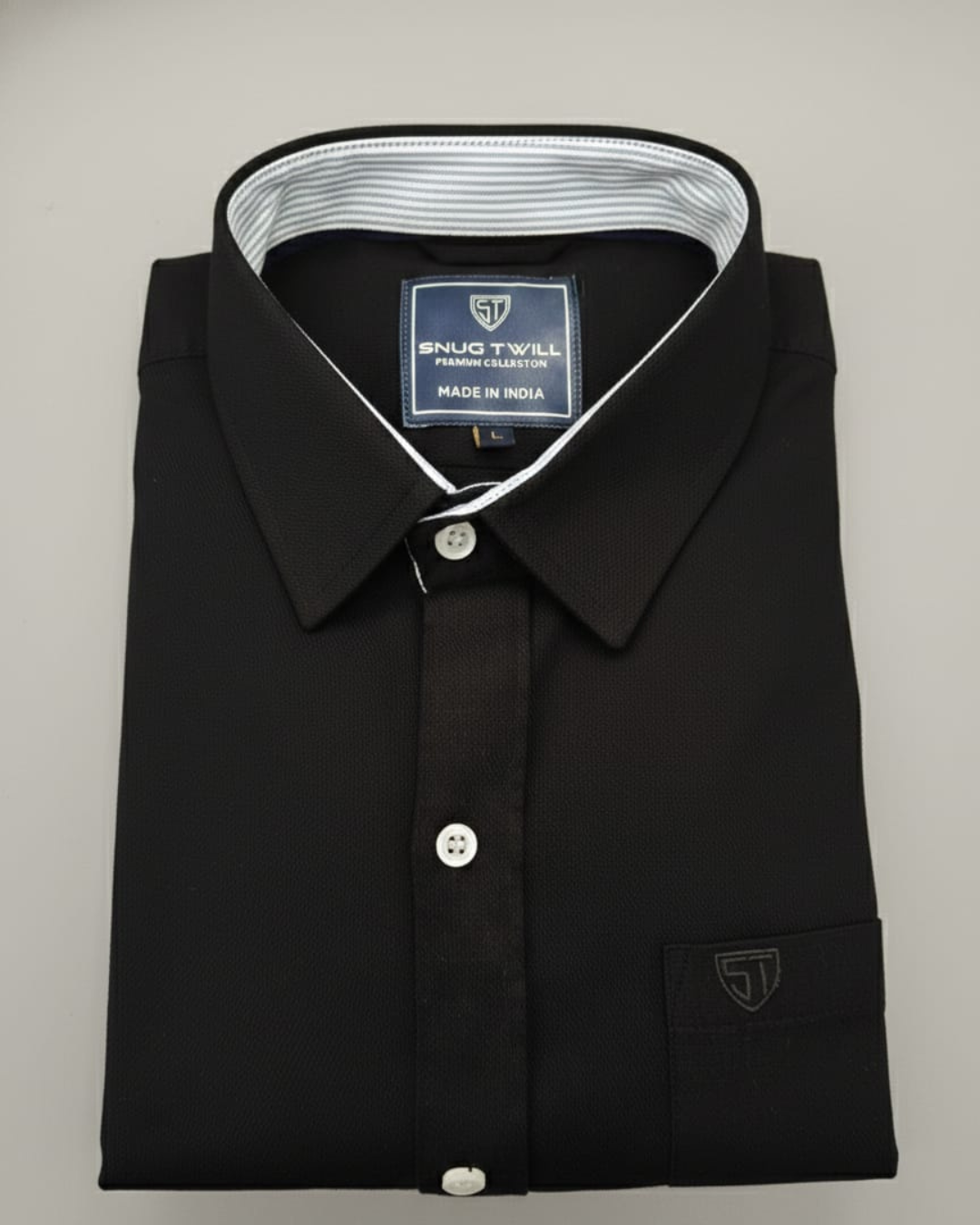 Men’s Heavyweight Black Cotton Casual Shirt Premium 210 GSM Fabric