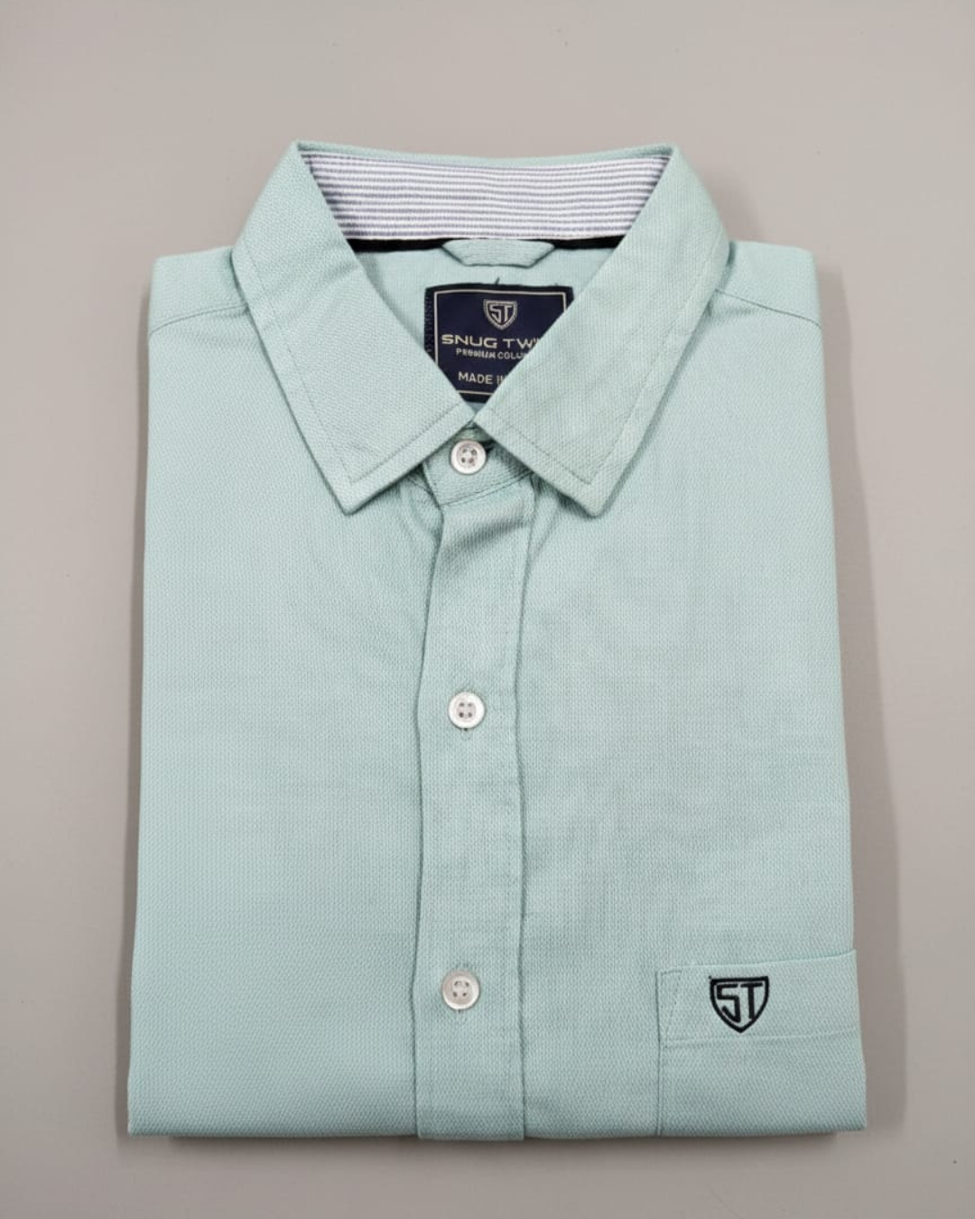 Men’s Heavyweight Ice Blue Casual Shirt Premium 210 GSM Cotton Fabric
