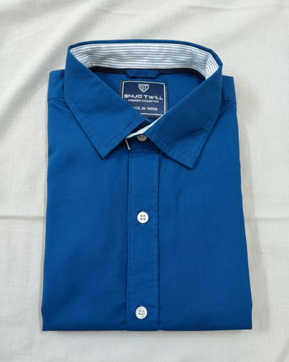 Men’s Heavyweight Peacock Blue Casual Shirt Premium 210 GSM Cotton Fabric