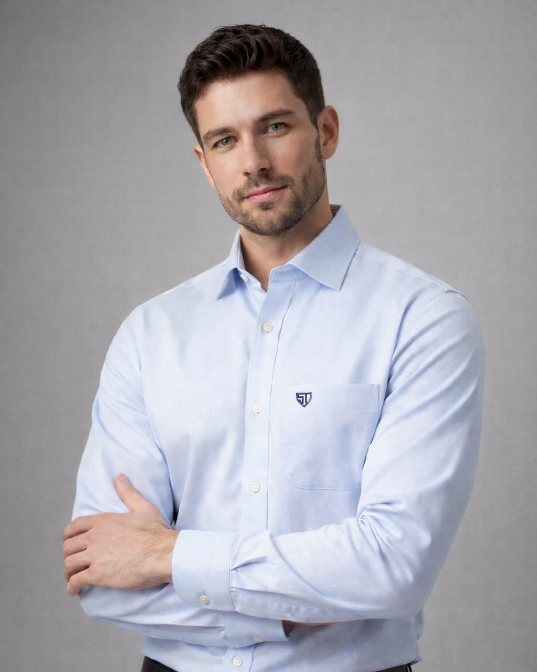 Men’s Heavyweight Light Blue Cotton Casual Shirt Premium 210 GSM Fabric