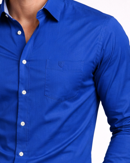 Men’s Heavyweight Peacock Blue Casual Shirt Premium 210 GSM Cotton Fabric