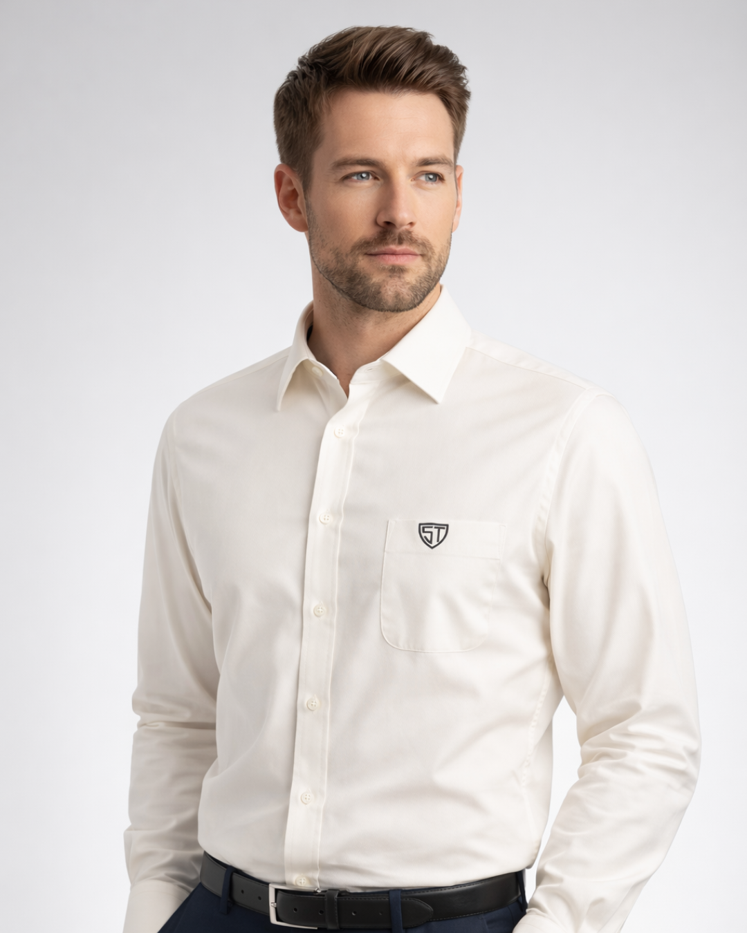 Men’s Heavyweight White Cotton Casual Shirt Premium 210 GSM Fabric