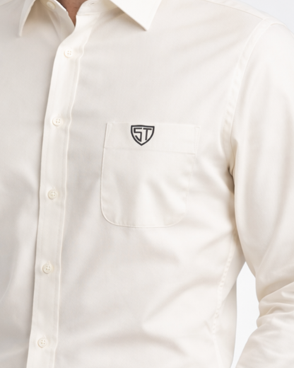 Men’s Heavyweight White Cotton Casual Shirt Premium 210 GSM Fabric