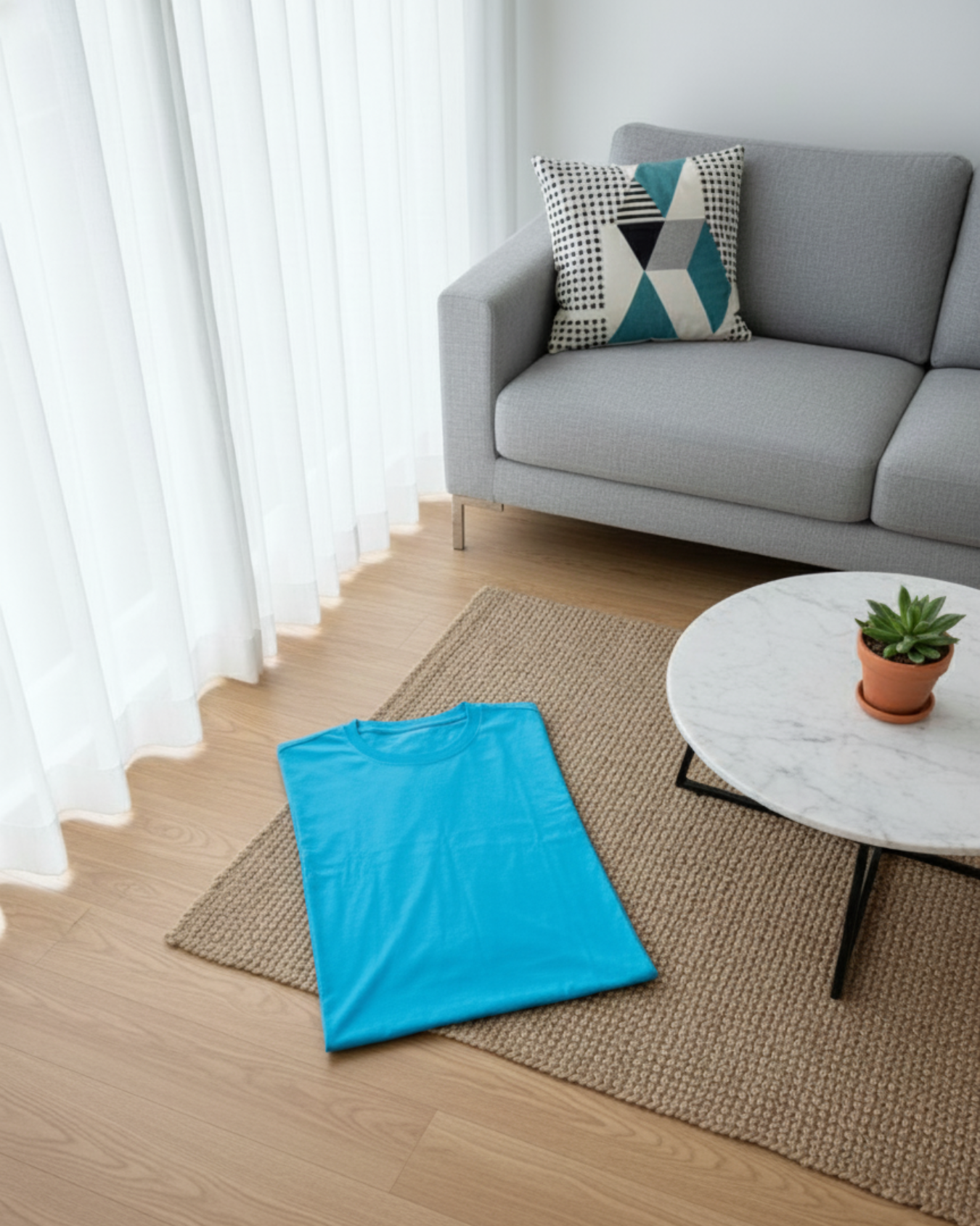 Blue Plain T-shirt for men