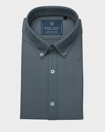 Men's Premium 210 GSM Cotton Shadow Grey Formal Shirt | Heavyweight & Breathable Fabric
