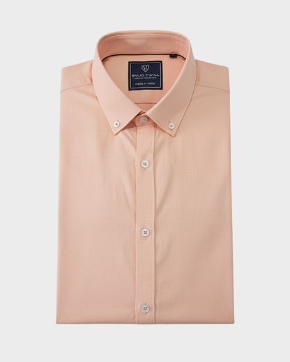 Men's Premium 210 GSM Cotton Peach Orange Formal Shirt | Heavyweight & Breathable Fabric