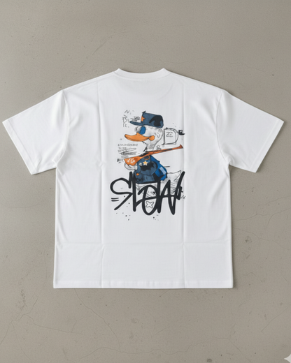 Premium Heavyweight Cotton White Oversized T-Shirt 210 GSM "Cliff & Co." Urban Mouse Streetwear Graphic Tee