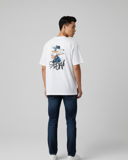 Premium Heavyweight Cotton White Oversized T-Shirt 210 GSM "Cliff & Co." Urban Mouse Streetwear Graphic Tee