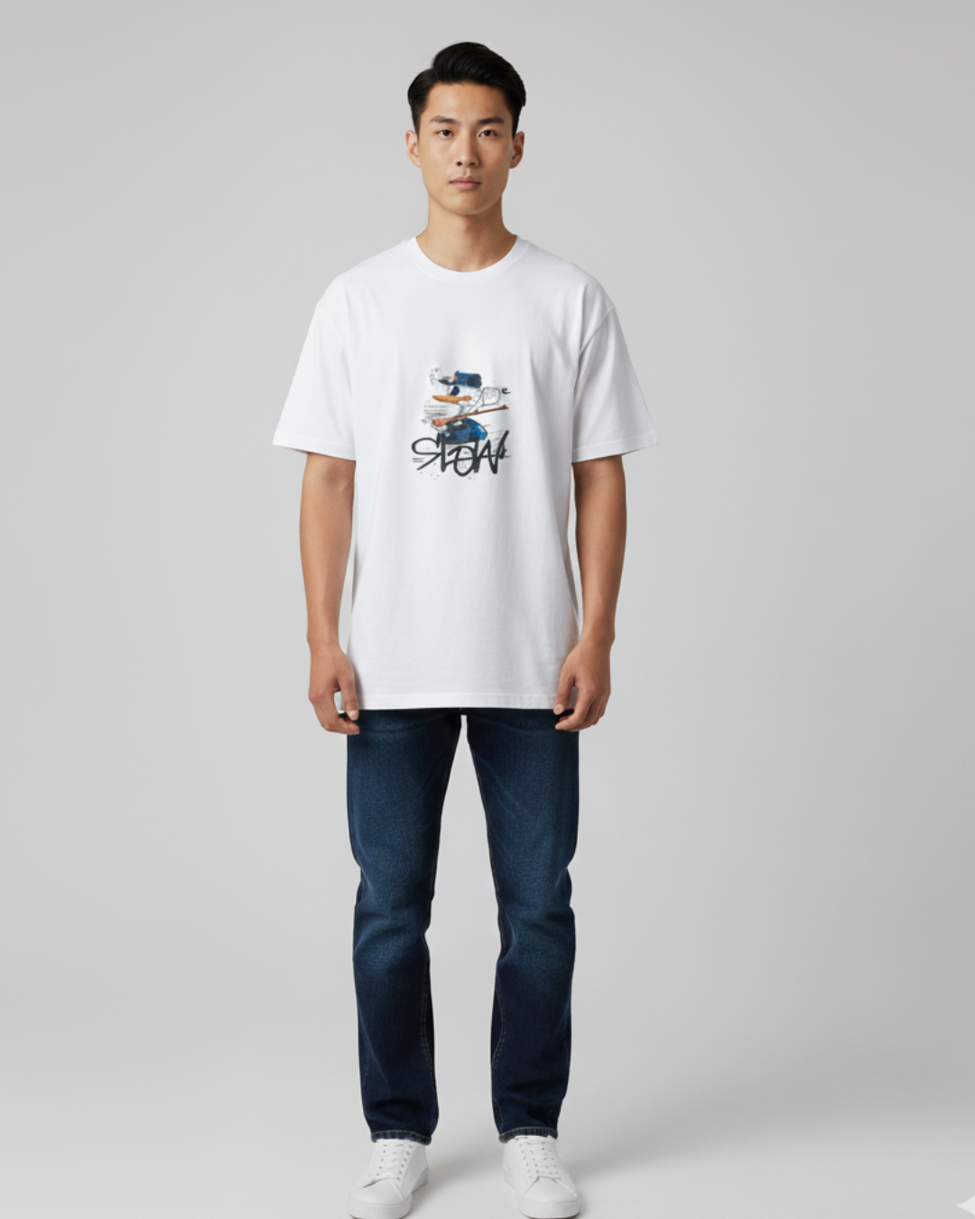 The Street Style  Mouse Graphic Tee  Over-sized T-Shirt