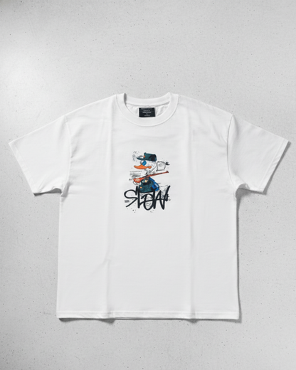 Premium Heavyweight Cotton White Oversized T-Shirt 210 GSM "Cliff & Co." Urban Mouse Streetwear Graphic Tee