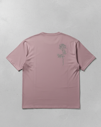 Premium Mauve Oversized T-Shirt for Heavyweight 210 GSM Cotton  Back Floral Embroidery