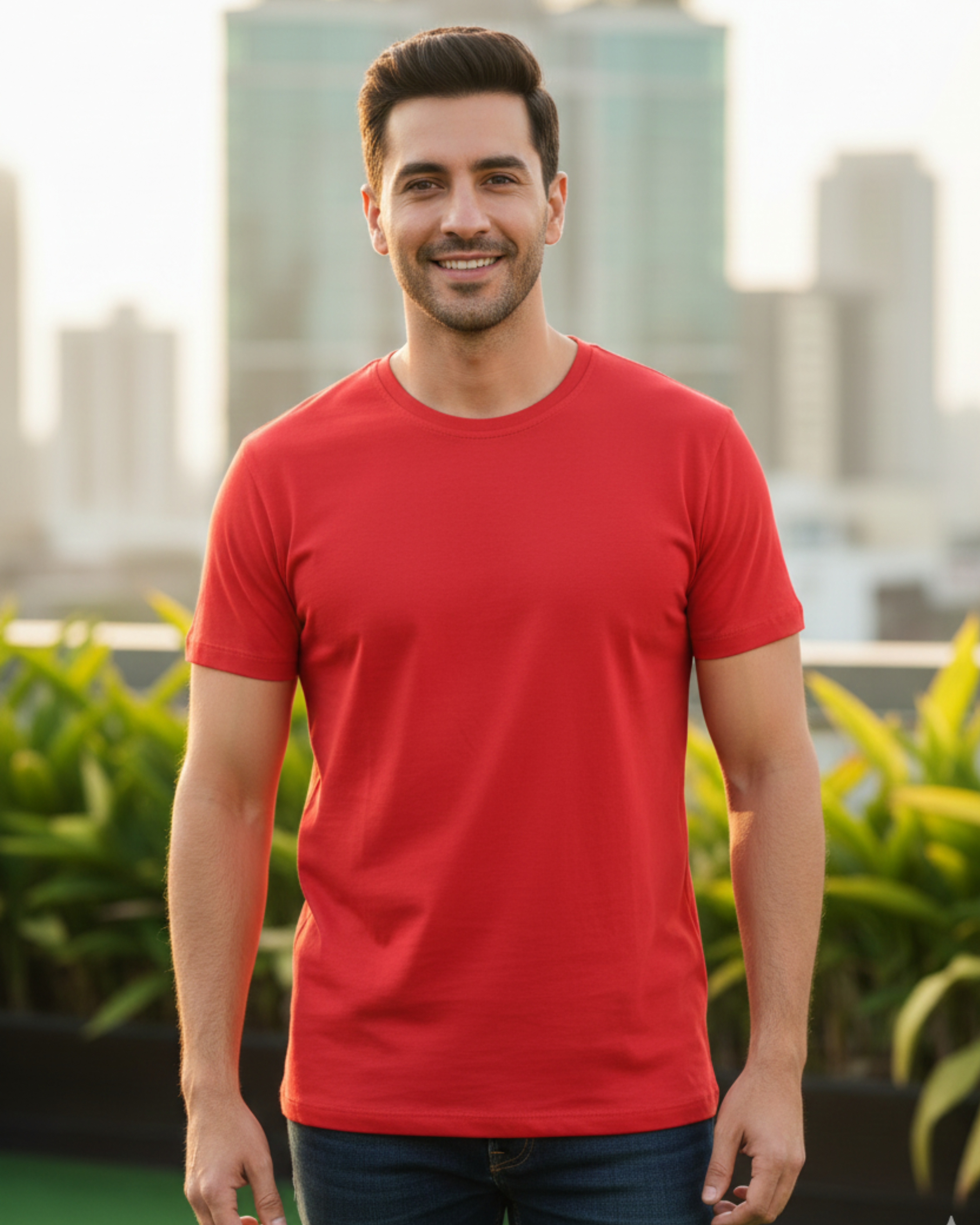 Red Plain T-shirt for men