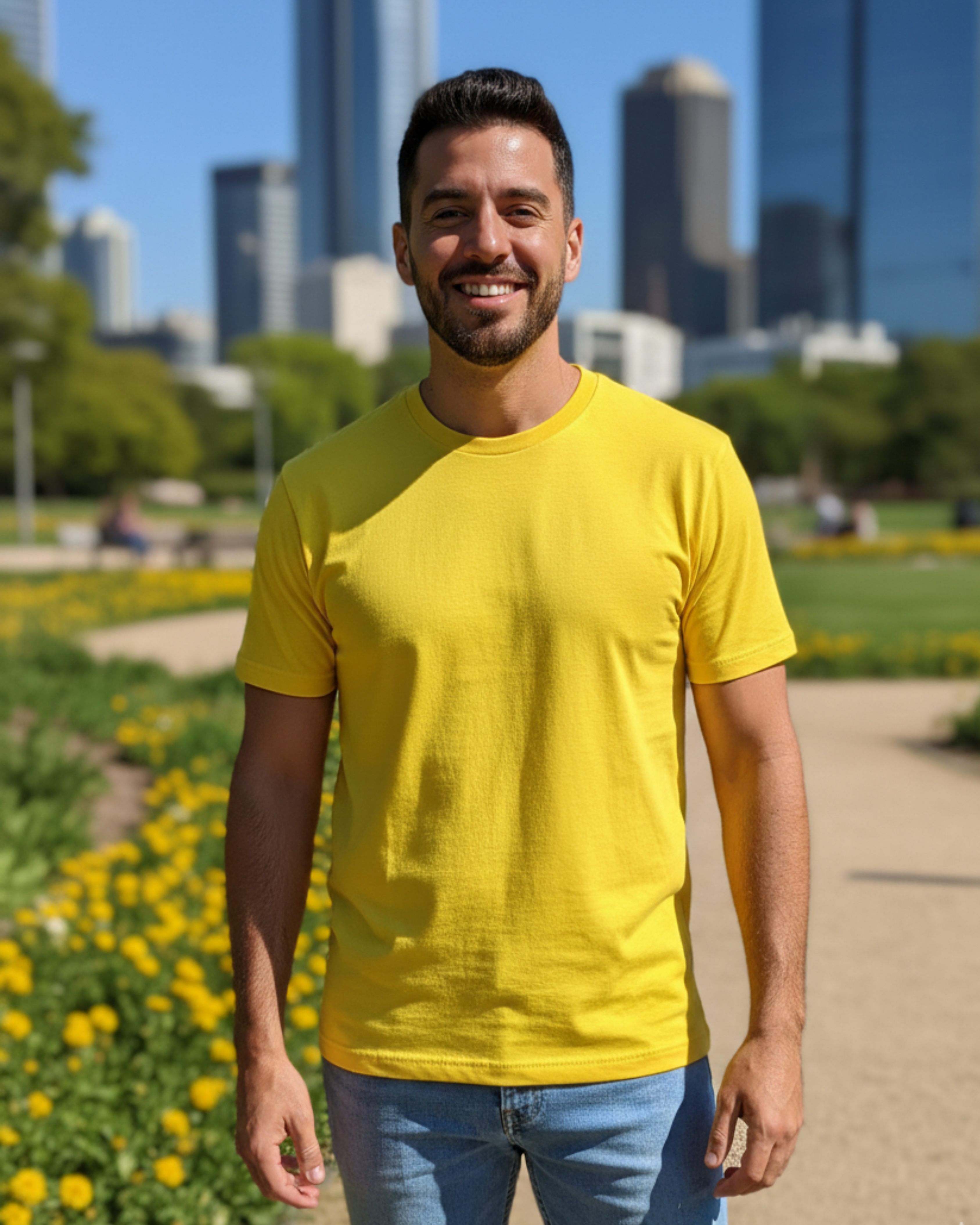 Yellow Plain T-shirt for men