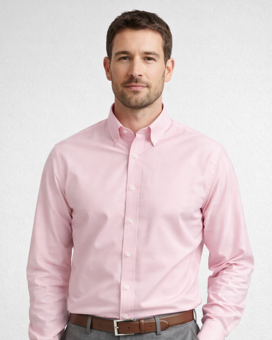 Men's Premium 210 GSM Cotton Pink Formal Shirt | Heavyweight & Breathable Fabric