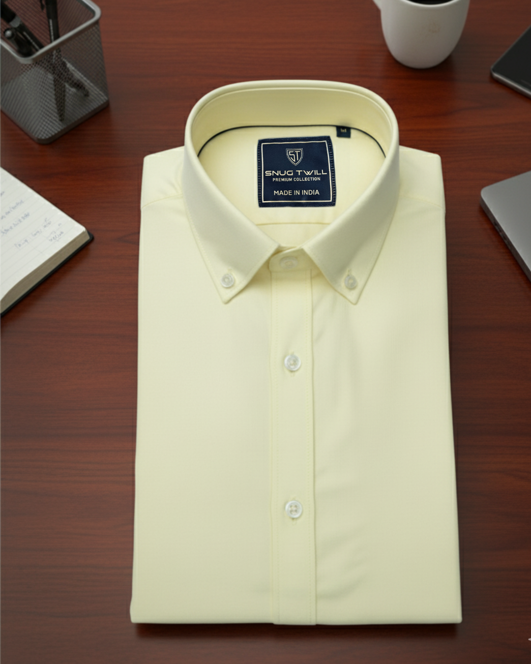 Men's Premium 210 GSM Cotton Lemon Yellow Formal Shirt | Heavyweight & Breathable Fabric